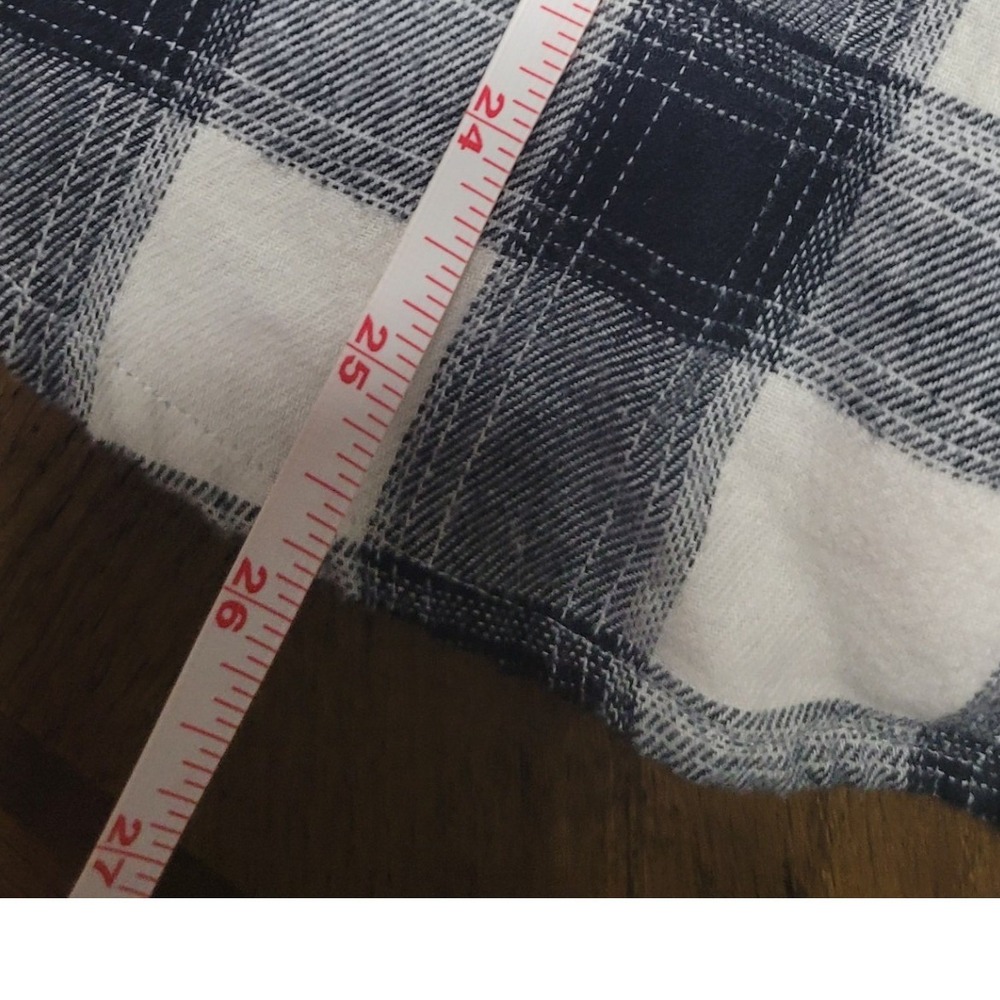 Blue Mountain Mens XL Navy Blue White Plaid Flannel Button Down Shirt Cotton - Picture 5 of 8